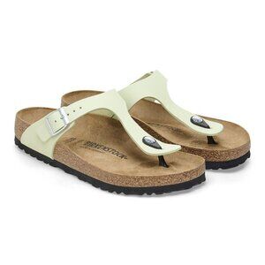 Birkenstock Shoes Gizeh Faded Lime Nubuck Leather Sandals